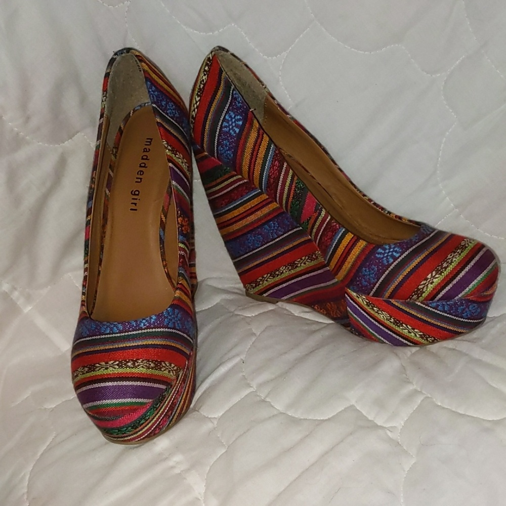 Wildly Colorful Madden Girl Fiesta Platform Wedges